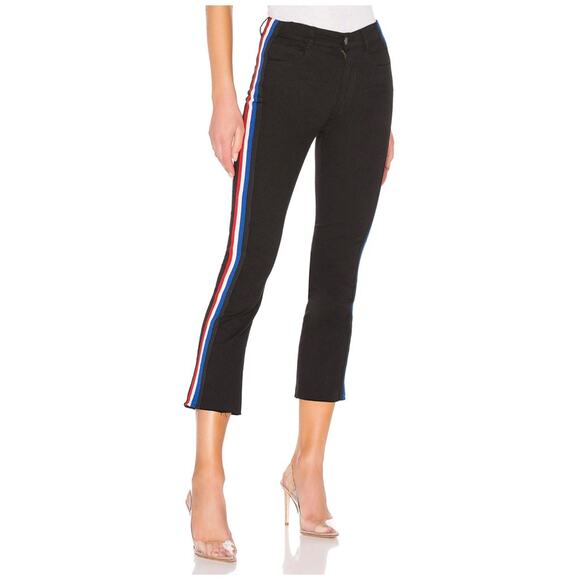 Pam & Gela Cropped Flare with Classic Stripe, Black Side Stripe Kick Flare Jeans - Picture 12 of 12